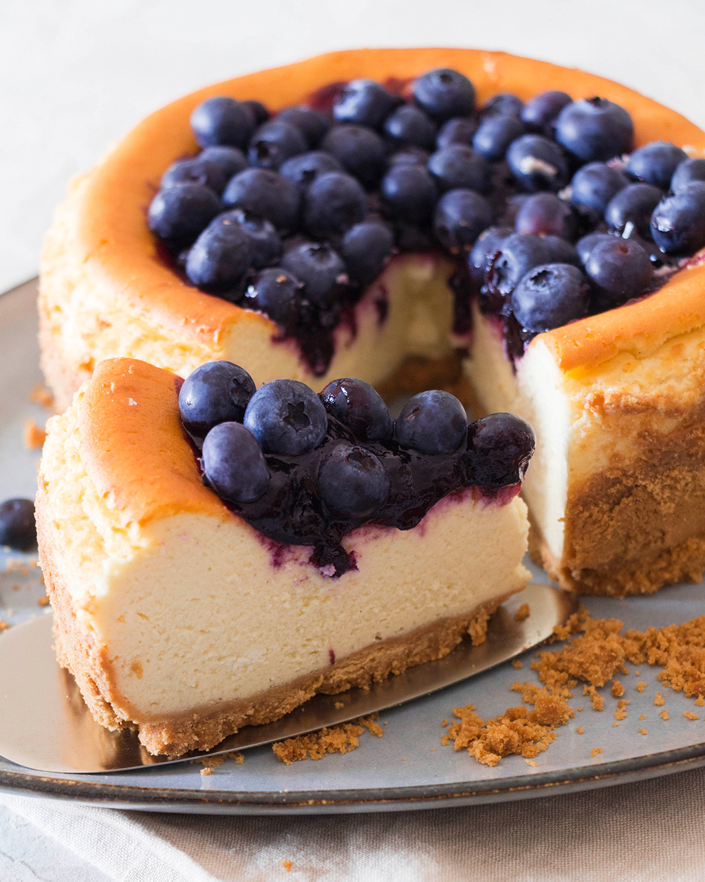 Tarta de queso con arándanos sin horno